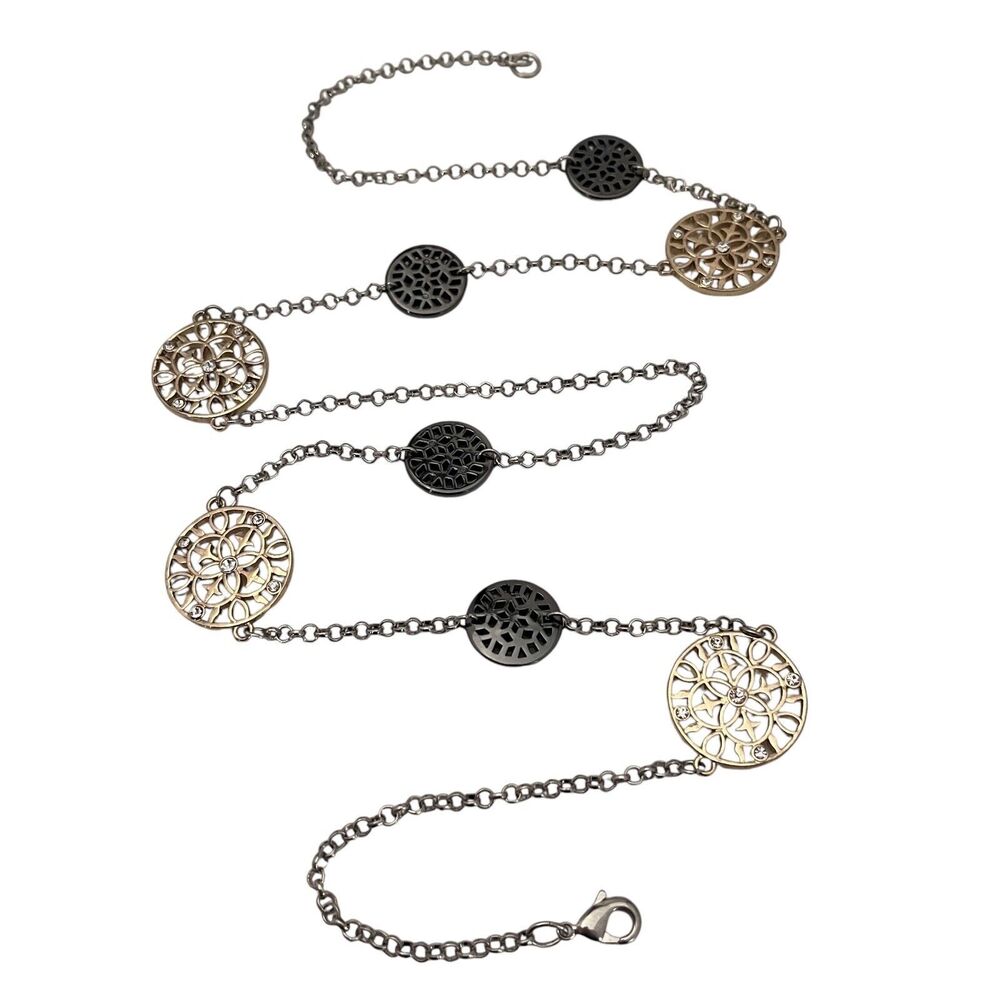 New Layering Necklace Multi Tone Hematite Gold Silver Tone Crystals - 13K